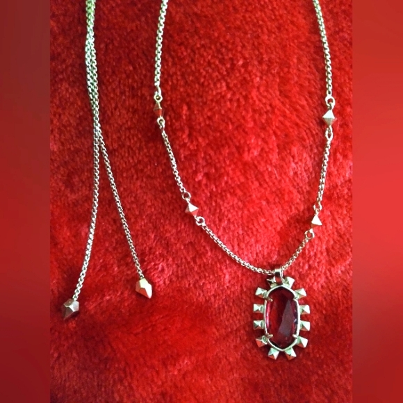 New Kendra Scott Ruby Red Diamond Pendant Gold Necklace 💛❤ - Picture 4 of 12